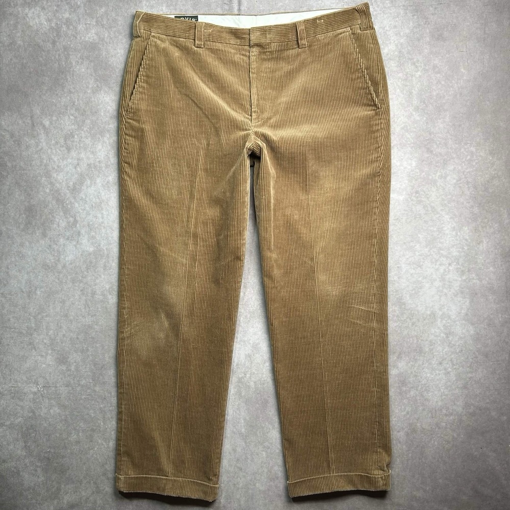 Orvis Brisbane Moss Corduroy Wale Casual Pants Mens 40x30 Cuffed Flat Front